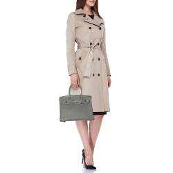 Hermes Griss Mouette Togo Leather Palladium Finish Birkin 30 Bag