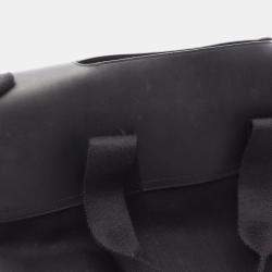 Pre Owned Hermes Valparaiso MM Black Toile Chevron Leather Handbag