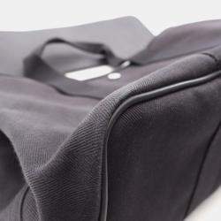 Pre Owned Hermes Valparaiso MM Black Toile Chevron Leather Handbag