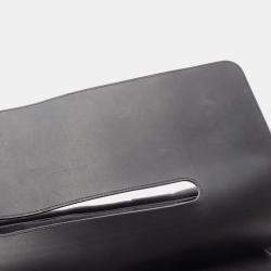 Pre Owned Hermes Valparaiso MM Black Toile Chevron Leather Handbag