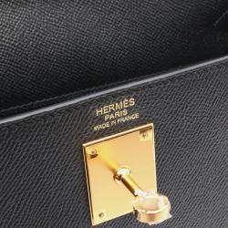 Hermes Kelly 32 Black A Epsom Leathe Inside Stitched r Bag