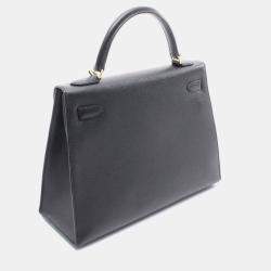 Hermes Kelly 32 Black A Epsom Leathe Inside Stitched r Bag