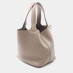 Hermes Picotin Lock Gray Brown D Taurillon Clemence Leather Bag