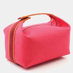 Hermes Bride-A-Brac GM Hibiscus Canvas Pouch Handbag 