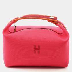 Hermes Bride-A-Brac GM Hibiscus Canvas Pouch Handbag 