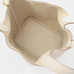 Hermes Picotin Lock White Cle K Clemence Leather  Handbag 