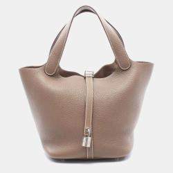 Hermes Picotin Etoupe Z Taurillon Clemence Leather Bag