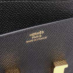 Pre Owned Hermes Constance Long To Go Black Epsom Leather Shoulder Bag