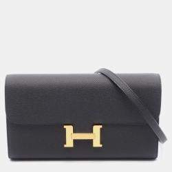 Hermes Constance Long To Go Black K Epsom Leather Bag 