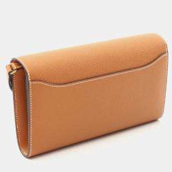 Hermes Constance Long To Go Toffee Brown  W Epsom Leather  Shoulder Bag