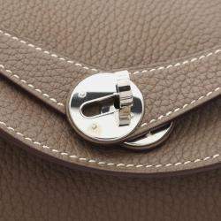 Hermes Lindy 30  Etoupe Grey C Taurillon Clemence Leather Shoulder Bag