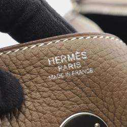 Hermes Lindy 30  Etoupe Grey C Taurillon Clemence Leather Shoulder Bag