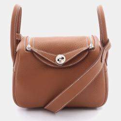 Hermes Lindy Mini Gold  W Taurillon Clemence Crossbody Bag