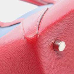 Hermes Maxi Box Canbas 36 Blue Red Evercolor Epsom Leather Bag 
