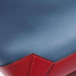 Hermes Maxi Box Canbas 36 Blue Red Evercolor Epsom Leather Bag 