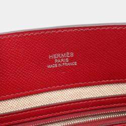 Hermes Maxi Box Canbas 36 Blue Red Evercolor Epsom Leather Bag 