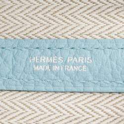 Pre Owned Hermes Garden Party 36 Blue Atoll Country Leather Tote Bag