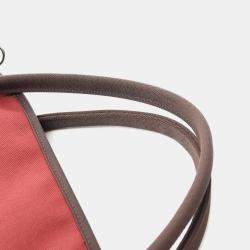 Hermes Sac De Pansage  Rouge H B Toile Chevrons Canvas Shoulder Bag 