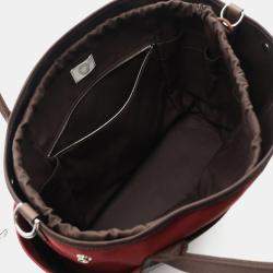 Hermes Sac De Pansage  Rouge H B Toile Chevrons Canvas Shoulder Bag 