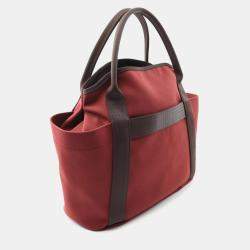 Hermes Sac De Pansage  Rouge H B Toile Chevrons Canvas Shoulder Bag 