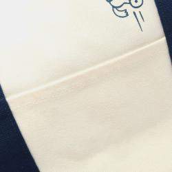 Hermes Adada Mother's White BlueT Canvas Bag