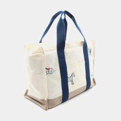 Hermes Adada Mother's White BlueT Canvas Bag