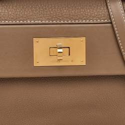 Pre Owned Hermes Etoupe Togo and Swift Leather Gold Finish 24/24 29 Bag