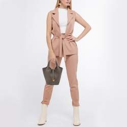 Pre Owned Hermes Taupe Grey Taurillon Clemence Leather Picotin Lock 18 Bag