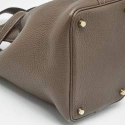 Pre Owned Hermes Taupe Grey Taurillon Clemence Leather Picotin Lock 18 Bag