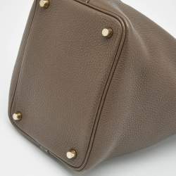 Pre Owned Hermes Taupe Grey Taurillon Clemence Leather Picotin Lock 18 Bag