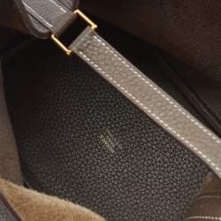 Pre Owned Hermes Taupe Grey Taurillon Clemence Leather Picotin Lock 18 Bag