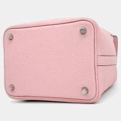 Pre Owned Hermes Pink Leather Rock Picotin 18 Bag
