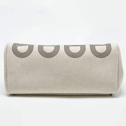 Pre Owned Hermes Ebene/Ecru H Plume Canvas and Hunter Leather Circuit 24 Herbag Zip Cabine 50 Bag