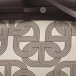 Pre Owned Hermes Ebene/Ecru H Plume Canvas and Hunter Leather Circuit 24 Herbag Zip Cabine 50 Bag