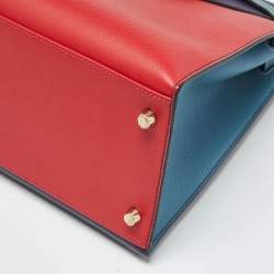 Pre Owned Hermes Bleu Jean/Anemone/Rose Tyrien Epsom Leather Gold Finish Kelly Sellier 35 Bag