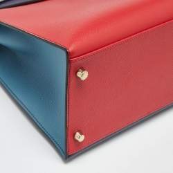 Pre Owned Hermes Bleu Jean/Anemone/Rose Tyrien Epsom Leather Gold Finish Kelly Sellier 35 Bag