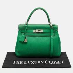 Pre Owned Hermes Bambou Togo Leather Palladium Finish Kelly Retourne 28 Bag