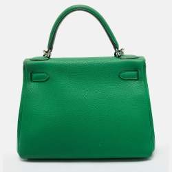 Pre Owned Hermes Bambou Togo Leather Palladium Finish Kelly Retourne 28 Bag