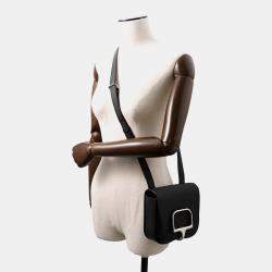 Pre Owned Hermes Della Cavalleria Mini Black Epsom Leather Shoulder Bag