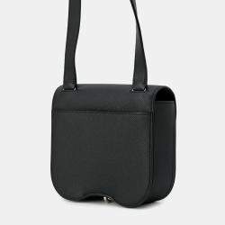 Pre Owned Hermes Della Cavalleria Mini Black Epsom Leather Shoulder Bag
