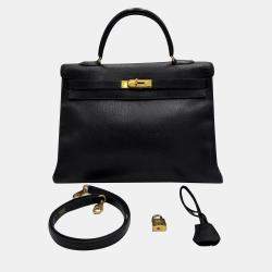 Pre Owned Hermes Kelly 1992 Vintage Black Taurillon Clemence 35