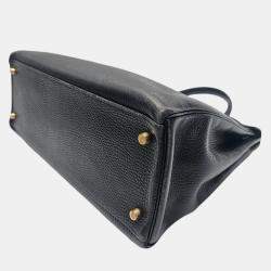 Pre Owned Hermes Kelly 1992 Vintage Black Taurillon Clemence 35