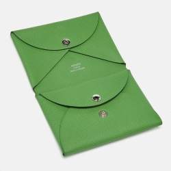 Pre Owned Hermes Vert Yucca Epsom Leather Calvi Duo Card Holder