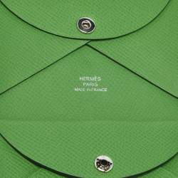 Pre Owned Hermes Vert Yucca Epsom Leather Calvi Duo Card Holder