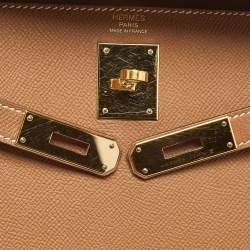 Pre Owned Hermes Gold Epsom Leather Gold Finish Kelly Sellier 32 Bag