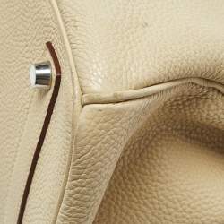 Pre Owned Hermes Parchemin Togo Leather Palladium Finish Birkin 35 Bag