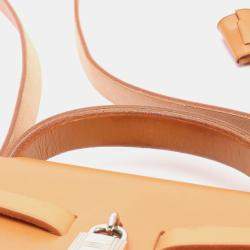 Pre Owned Hermes Herbag MM Toile Hunter Natural Black Leather Bag