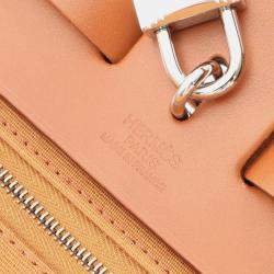 Pre Owned Hermes Herbag PM Brown Pink Canvas Shoulder Bag