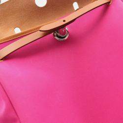 Pre Owned Hermes Herbag PM Brown Pink Canvas Shoulder Bag