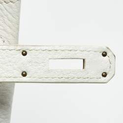 Pre Owned Hermes Blanc Togo Leather Gold Finish Kelly Retourne 35 Bag